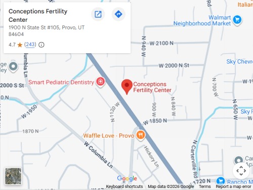 Get Directions to Conceptions Fertility Center Located in Provo, UT Get Directions to Conceptions Fertility Center Located in Provo, UT